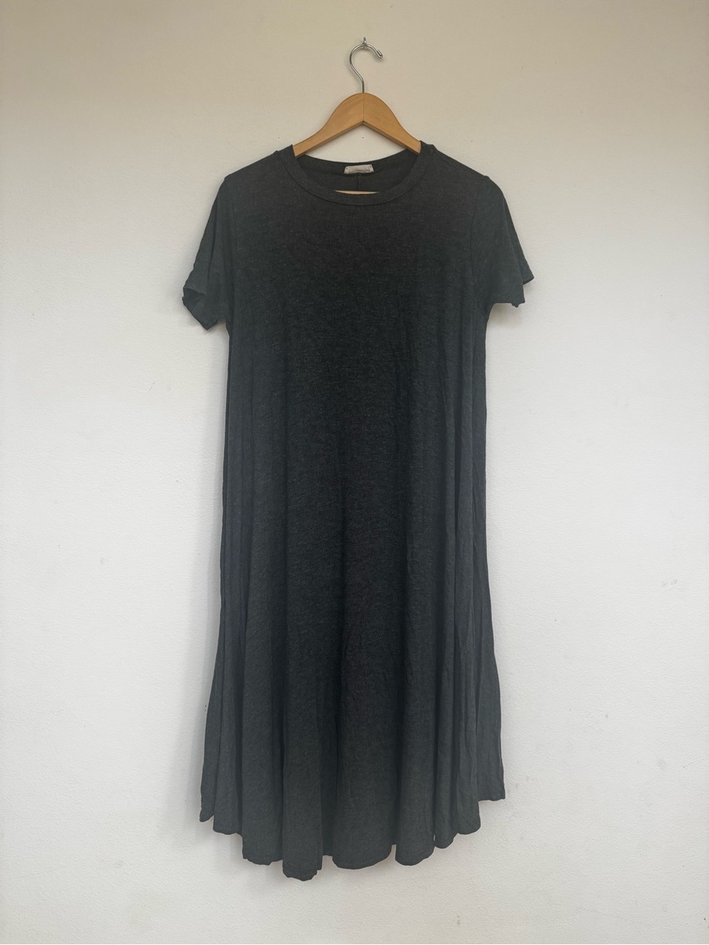 Women's Short Sleeve Charcoal T-shirt Swing Dress